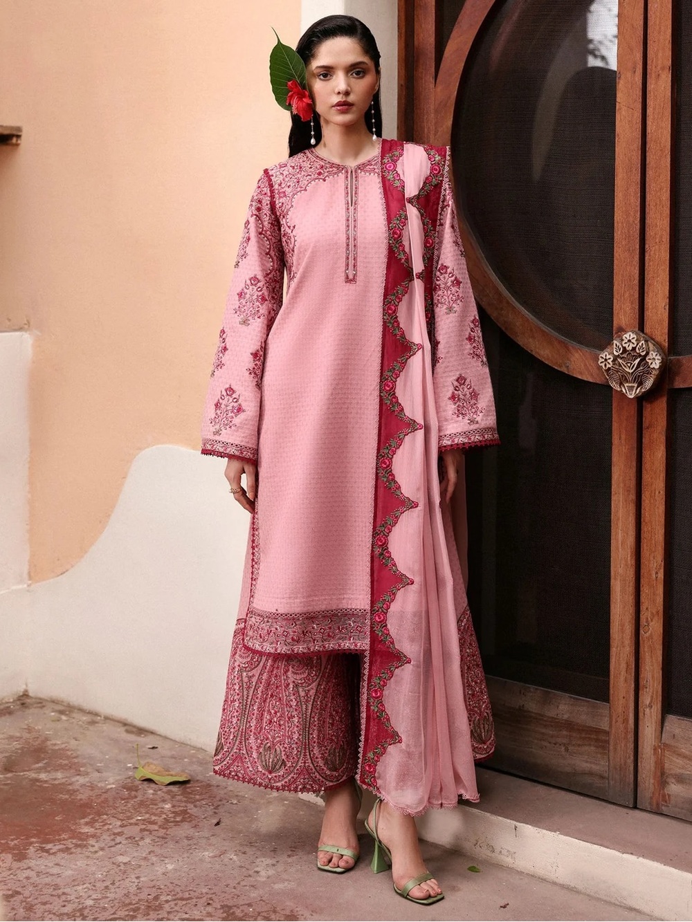 HUSSAIN REHAR PAKISTANI DESIGNER EMBROIDERED DRESS INDIAN 3 PIECE